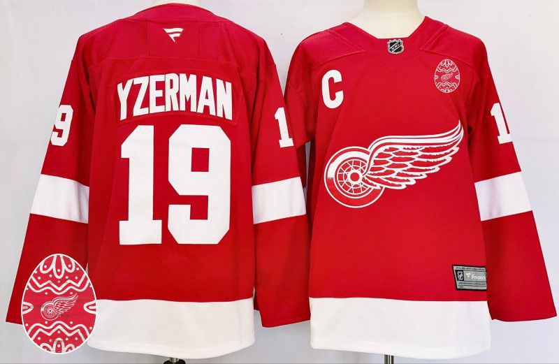 Men Detroit Red Wings #19 Yzerman Red Fanatics 2025 NHL Jersey style 1